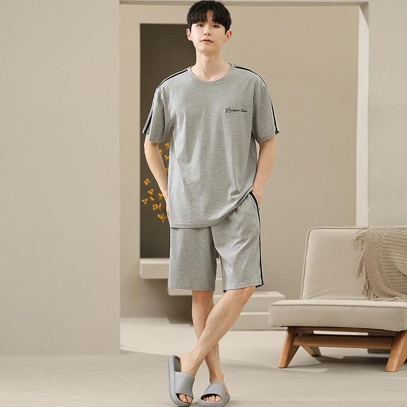 Men's Soft Short Sleeve Shorts Pajama Set by GJG Denim