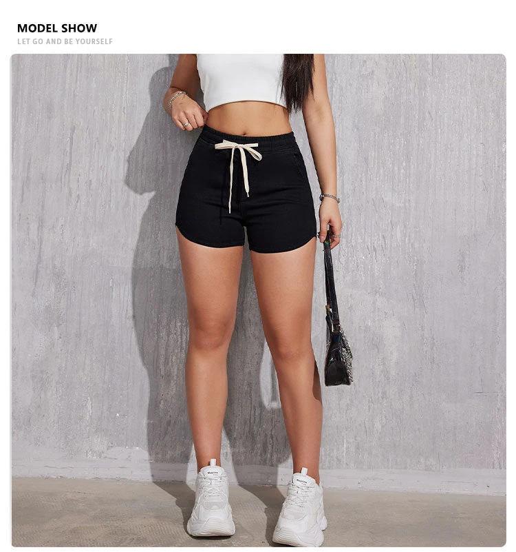 Plus Size A- Line Drawstring Denim Shorts For Women by GJG Denim