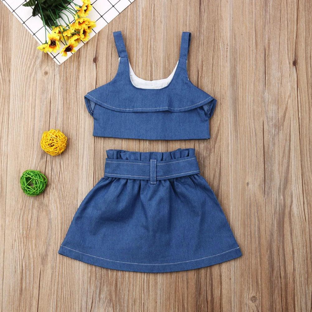 Children's clothing girls suspender skirt by GJG Denim