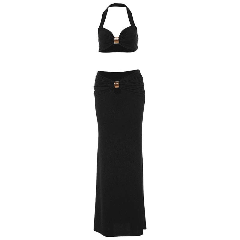 Sexy Bandeau Long Sleeve Back Slit Dress Suit by GJG Denim