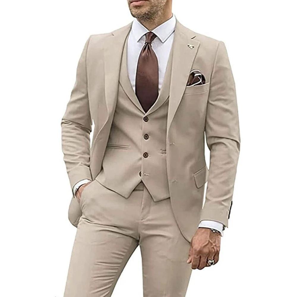 Men's Three-piece Slim-fit Dovetail Suit by GJG Denim