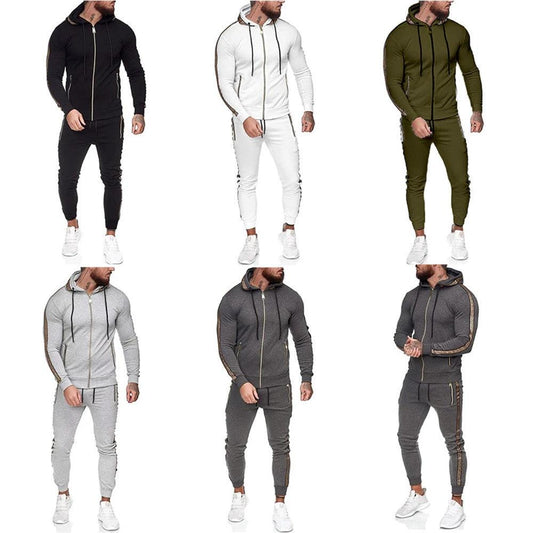 Men's Solid Color Casual Set With Hood by GJG Denim