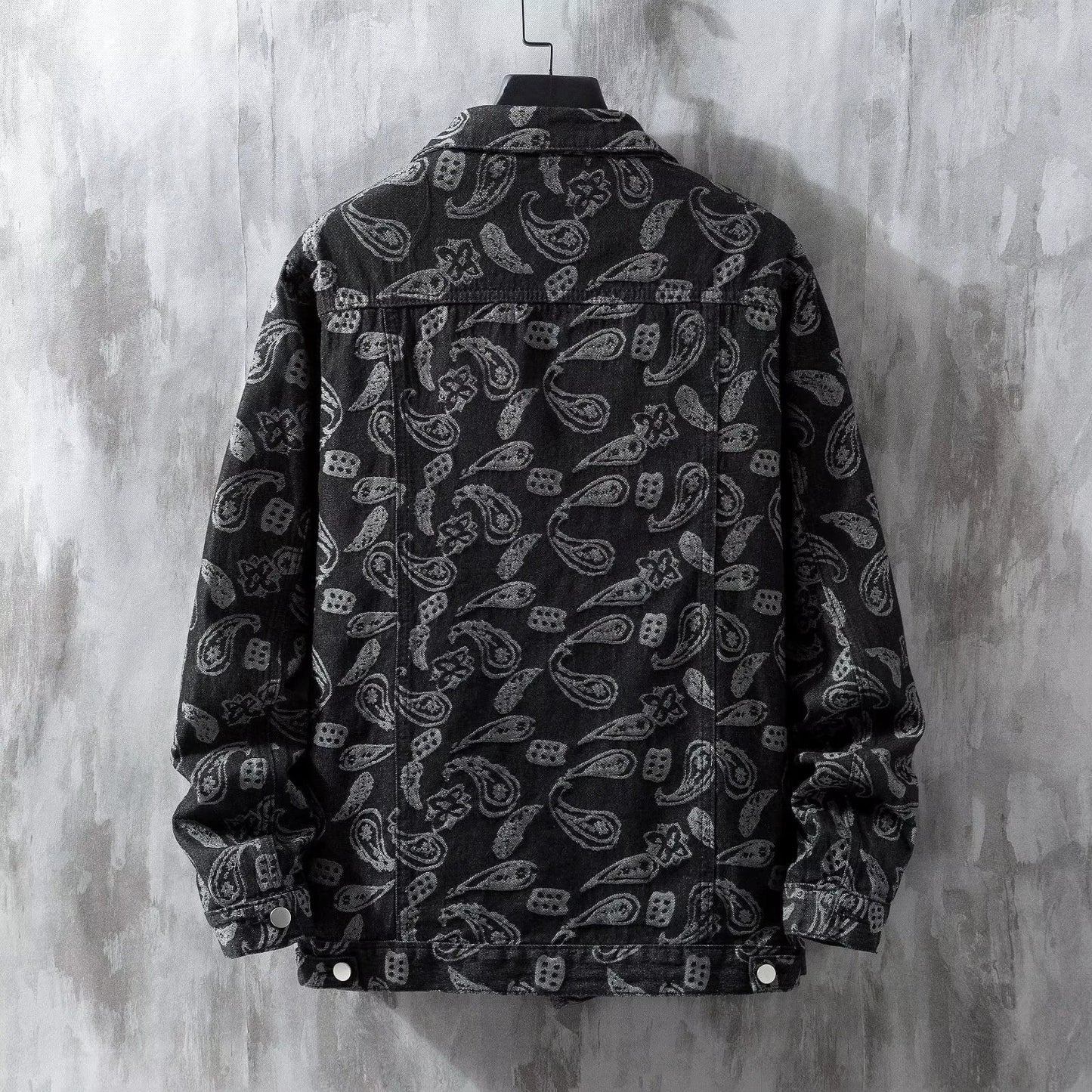 Printed Jacquard Fashion Casual All-matching Personality Trend Men's Coat by GJG Denim