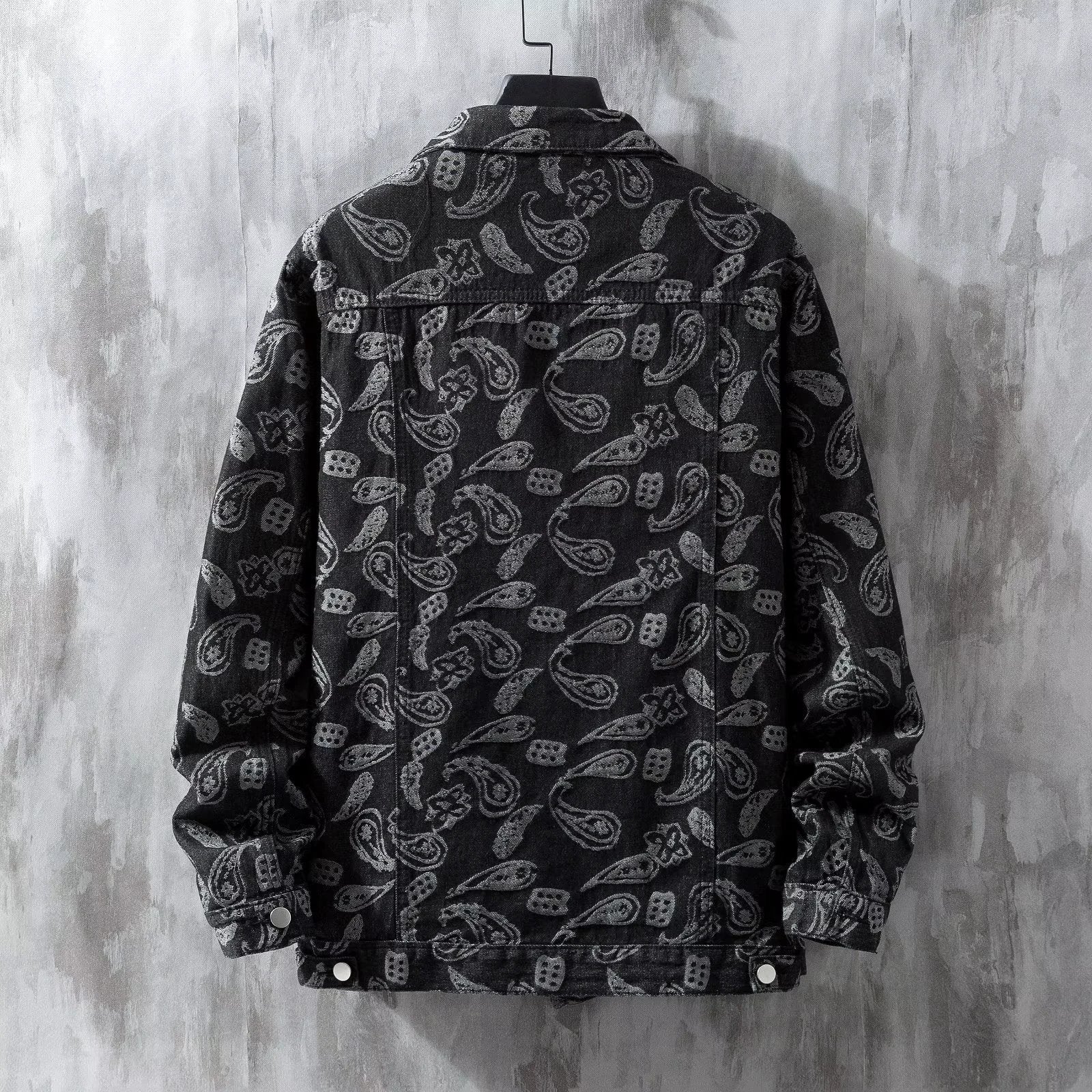 Printed Jacquard Fashion Casual All-matching Personality Trend Men's Coat by GJG Denim
