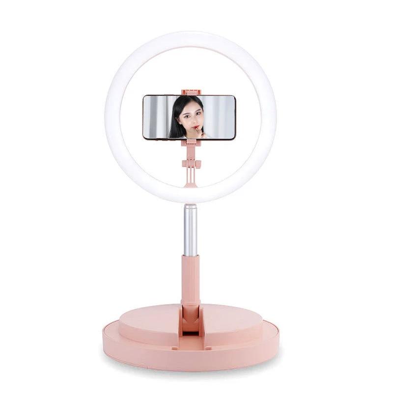 Compatible with Apple, Dimmable Light Selfie Ring LED 10 inch Video Studio Photography Lighting Portable for Youtube Vlog Live Photo with Tripod by GJG Denim