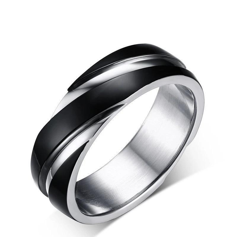 Men's Black Titanium Steel Twill Ring by GJG Denim