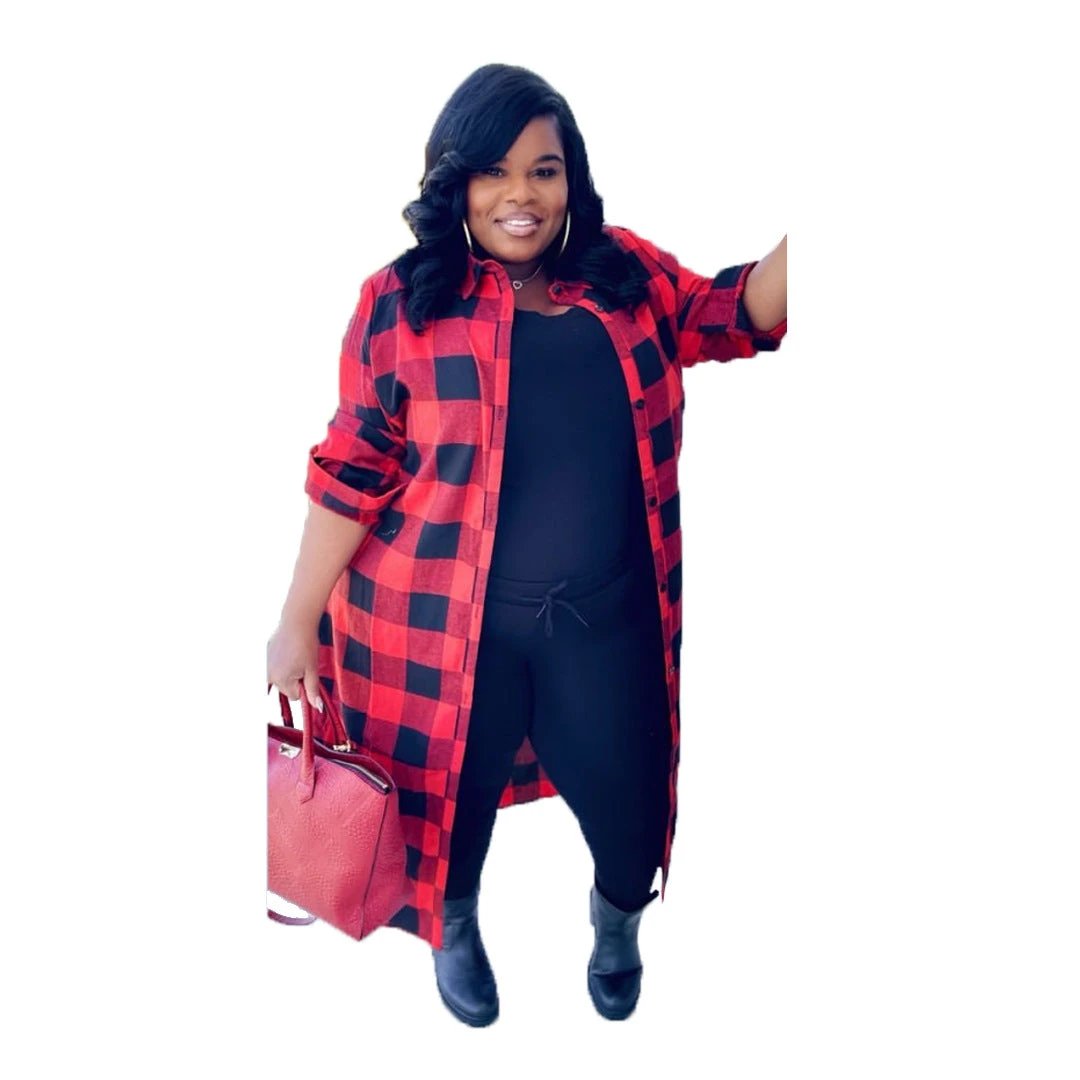 Plus Size Fashion Women's Plaid Shirt by GJG Denim