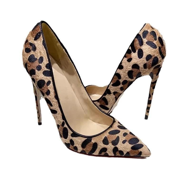 Suede Leopard Print High Heels For Women by GJG Denim