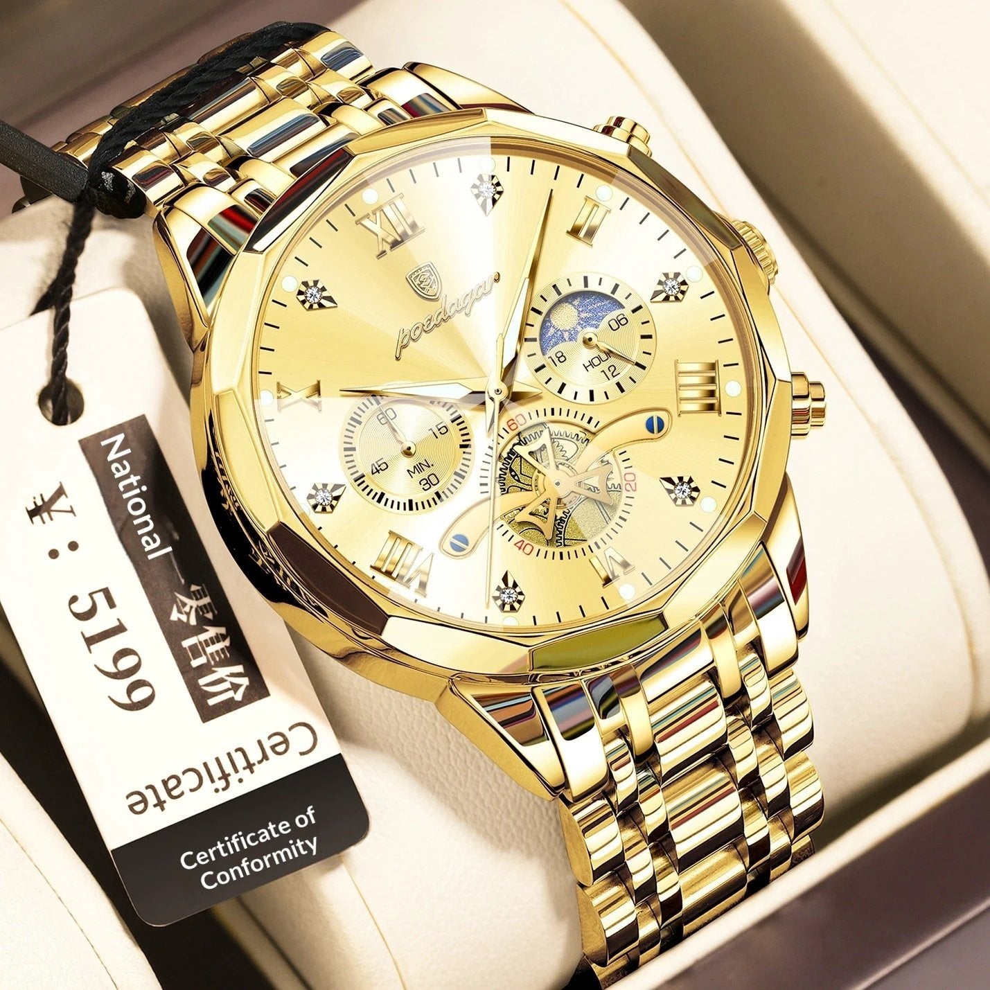 Waterproof Multifunctional Quartz Watch For Men by GJG Denim