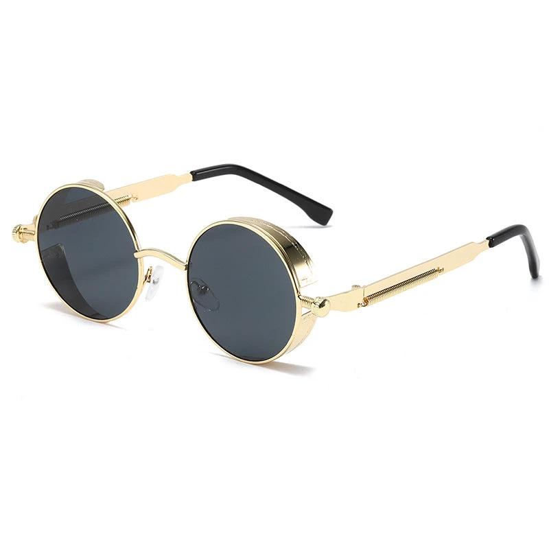 UV Protection Round Frame Metal Sunglasses For Men by GJG Denim