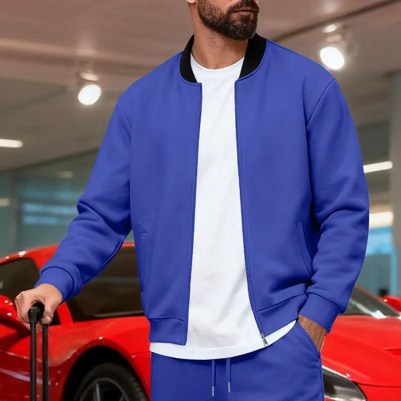 Men's Stand-Up Collar Sporty-Casual Zip-Up Suit by GJG Denim