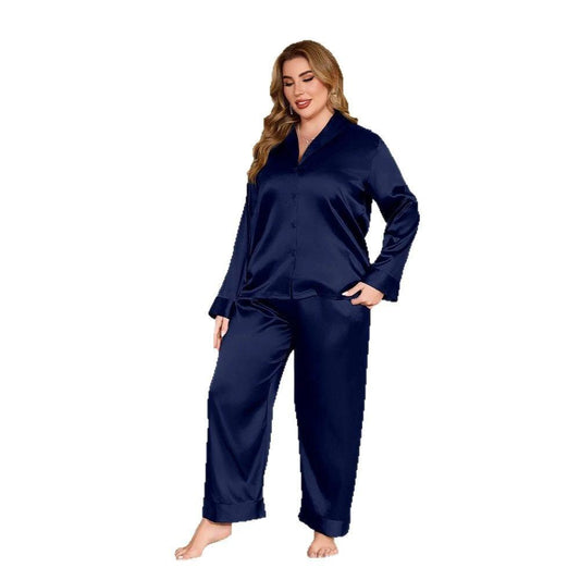 Women's Plus Size Cardigan Ice Silk Pajamas by GJG Denim