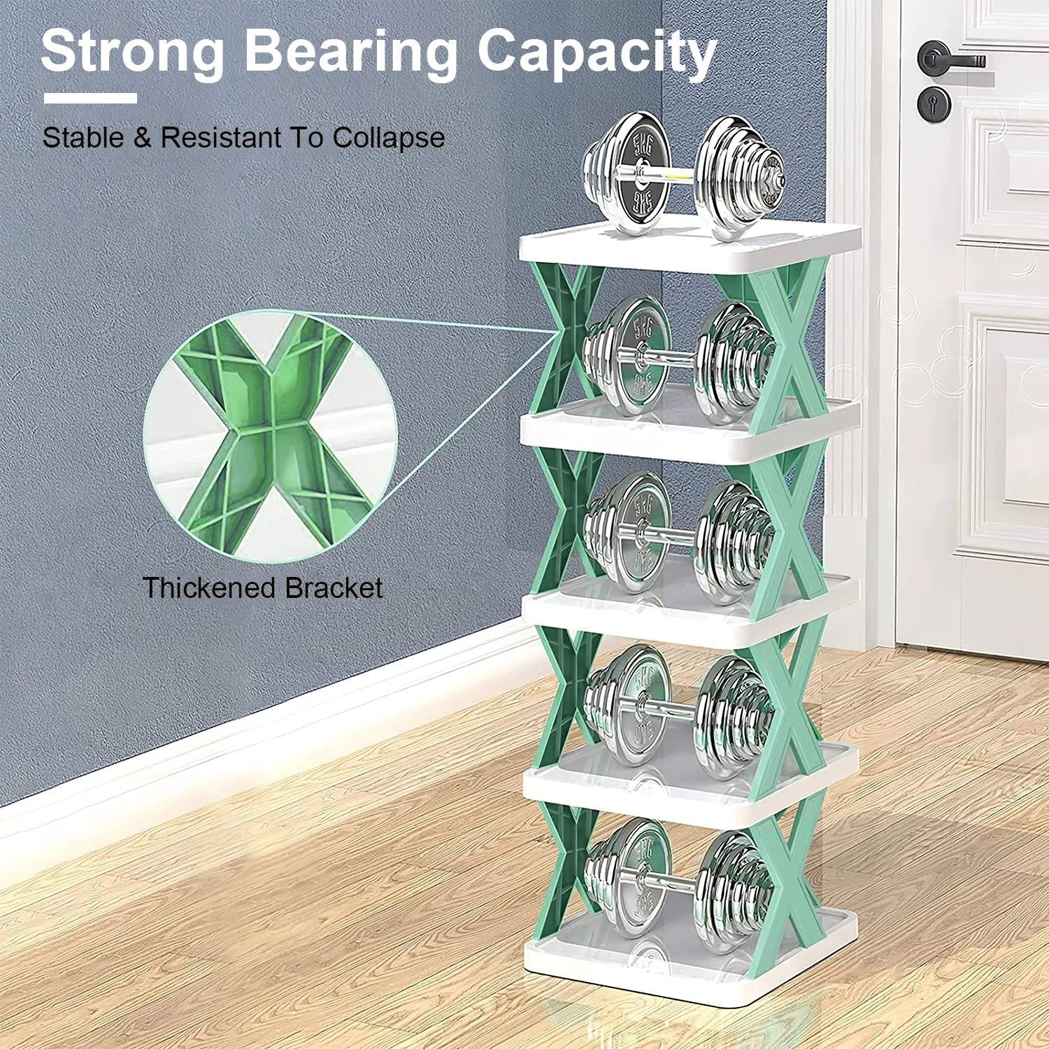 1Pc 9Tier Narrow Entryway Shoe Rack Plastic Vertical Shoe Organizer Space Saving Free Standing by GJG Denim