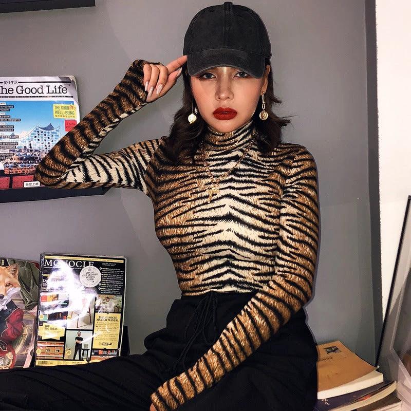 Tiger print sexy slim bodysuit by GJG Denim