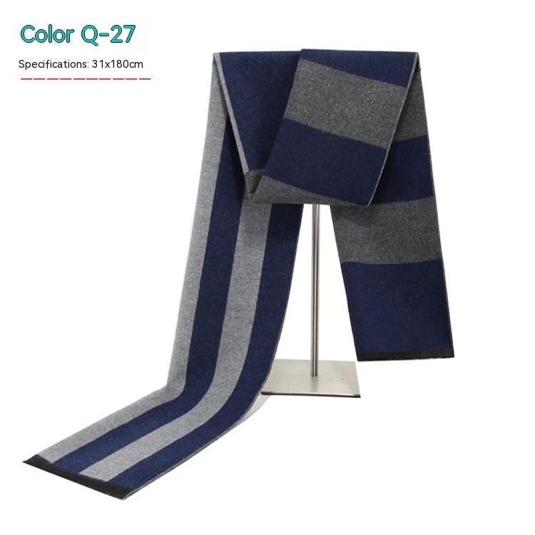 Men's Striped Winter Warm Artificial Cashmere Scarf For Men by GJG Denim