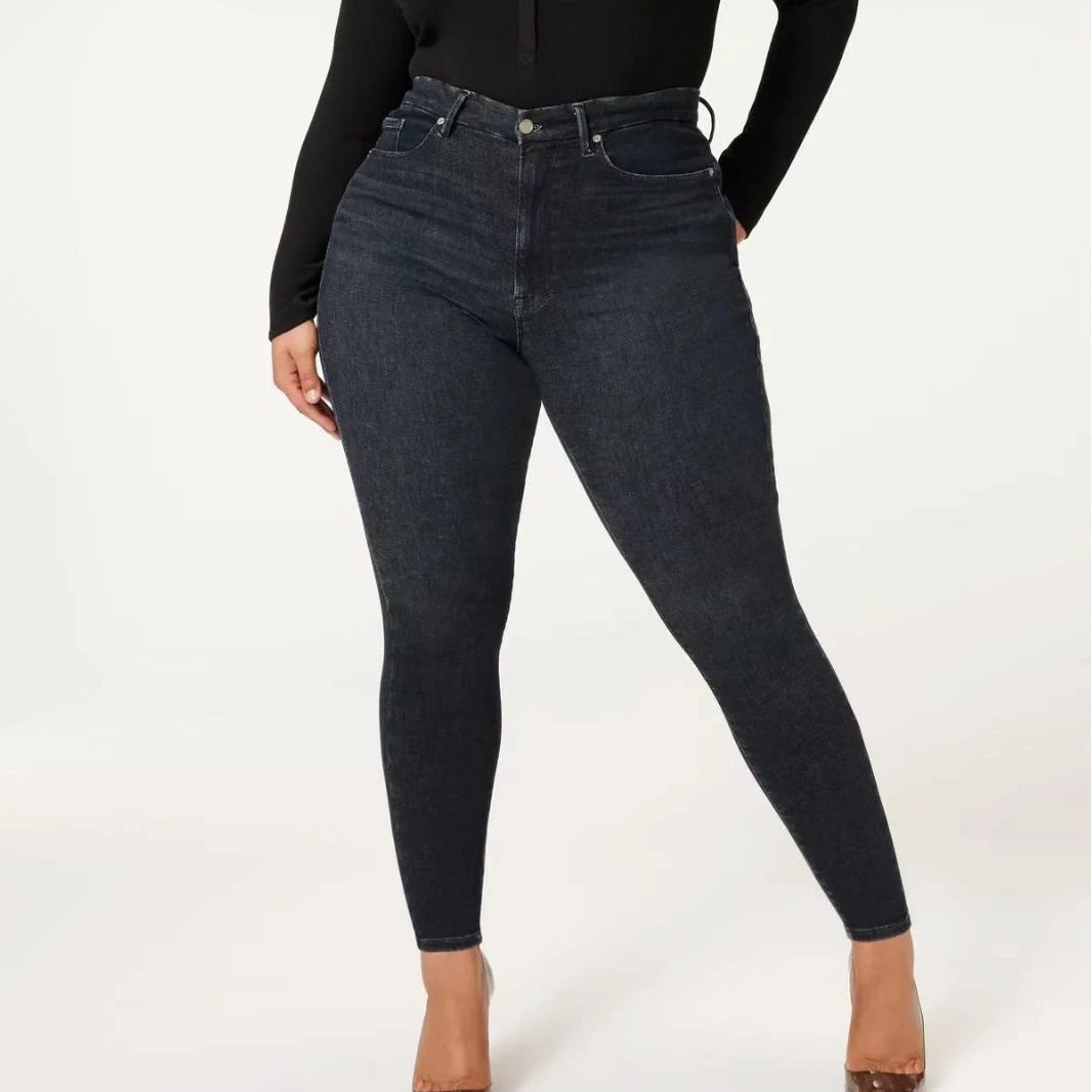 Large Size High Elastic All-matching Denim Slim Jeans by GJG Denim