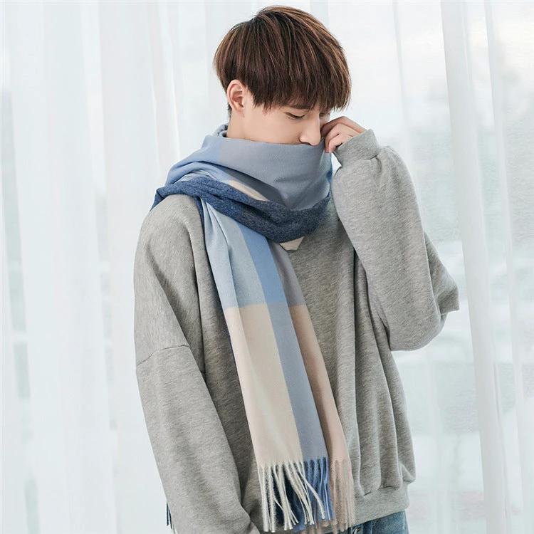 Warm Tassel Plaid Bristle Scarf by GJG Denim