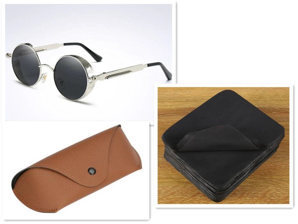 UV Protection Round Frame Metal Sunglasses For Men by GJG Denim