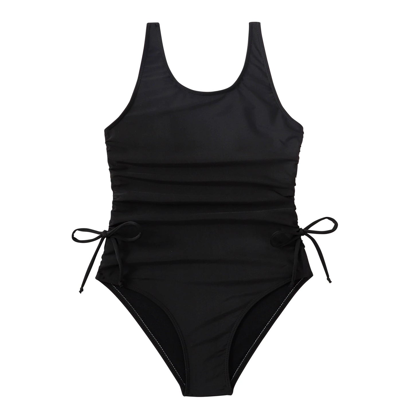 Bikini Solid Color Pleated Tie Than Swimsuit by GJG Denim