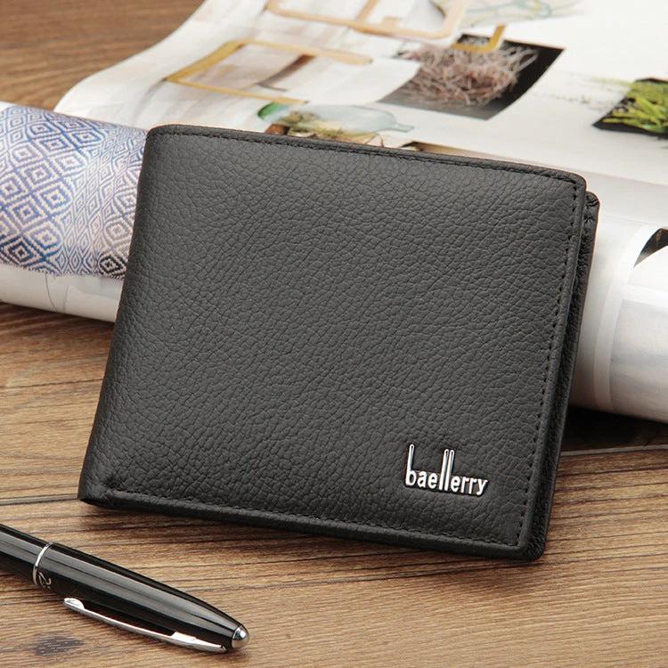 Genuine Leather Two-Fold Short Wallet For Men by GJG Denim