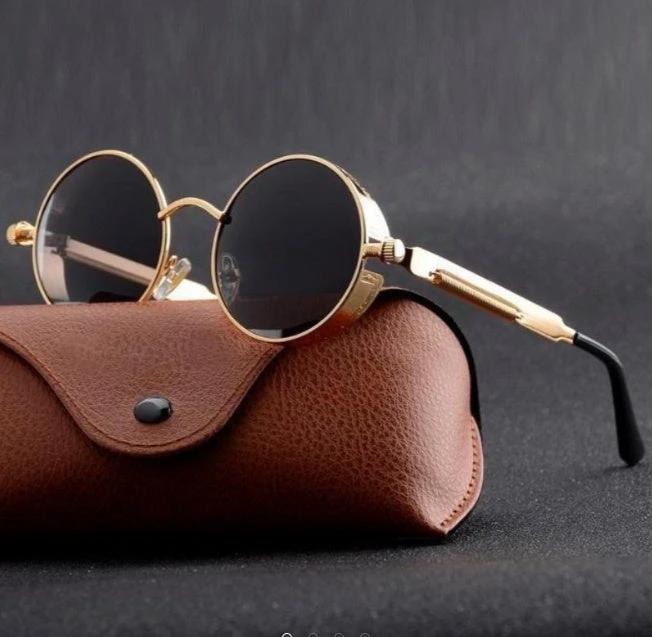 UV Protection Round Frame Metal Sunglasses For Men by GJG Denim