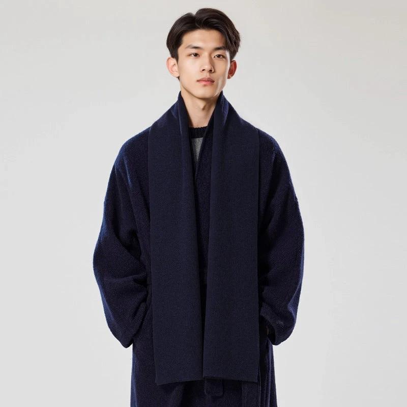 Solid-color Versatile Knitted Wool Scarf For Men by GJG Denim
