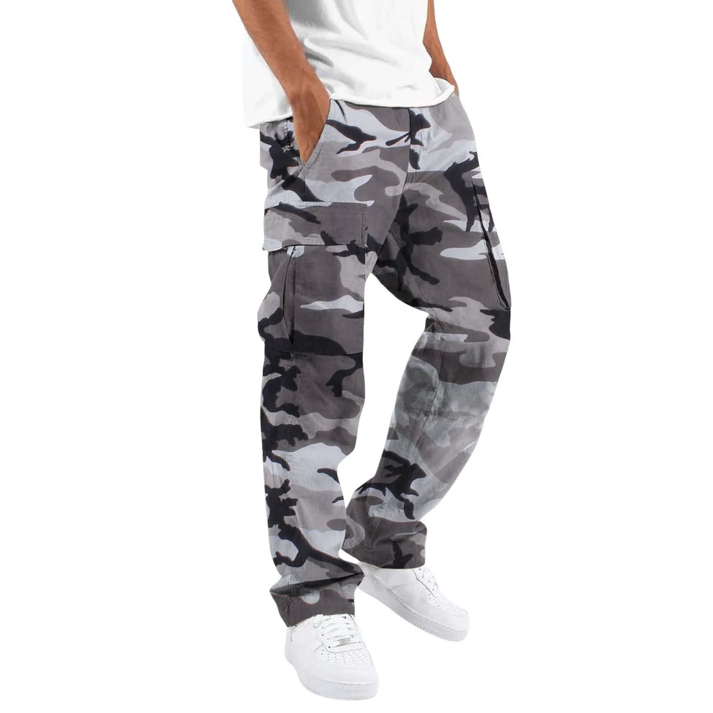 Fashion Camouflage cargo Men's Printing Fashion Outdoor Overalls Straight Rope Overalls Men's Clothing Men's Pants Casual by GJG Denim