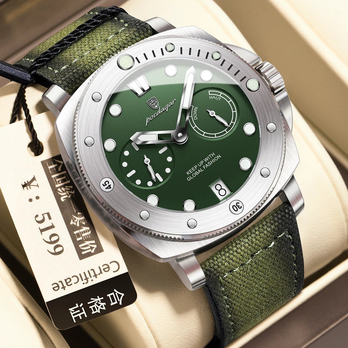 Stylish Multifunctional Waterproof Casual Trendy Luminous Men's Quartz Watch by GJG Denim