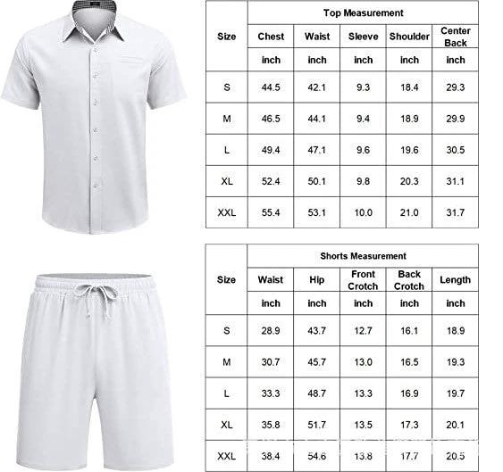 Men's Fashion Casual Shirt Shorts Set by GJG Denim