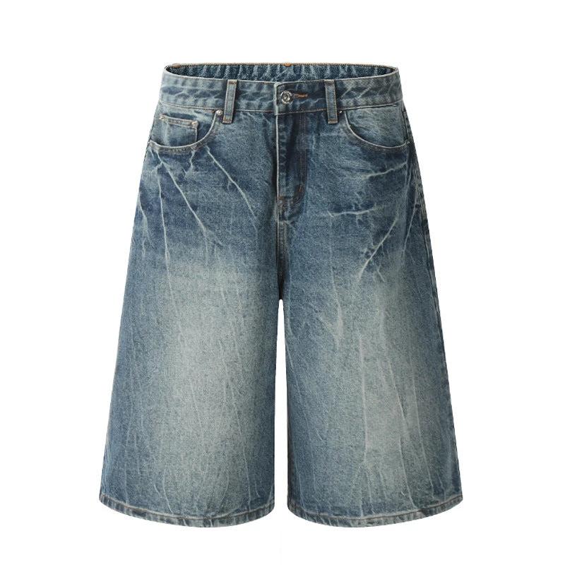 Summer New Denim Shorts Men's Casual Straight Loose by GJG Denim