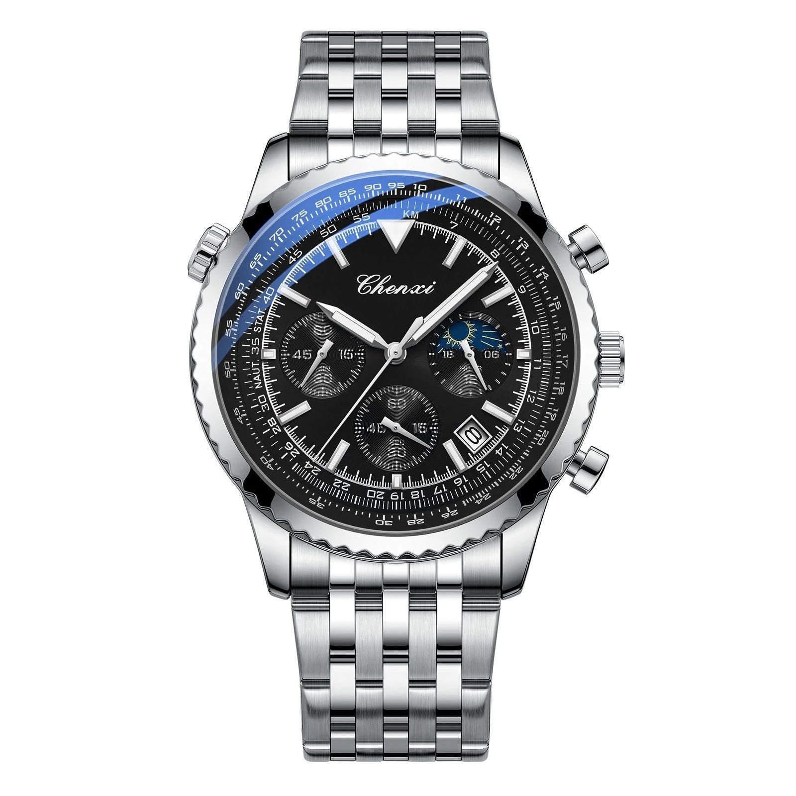 Men's Table Quartz Luminous Waterproof Watch by GJG Denim