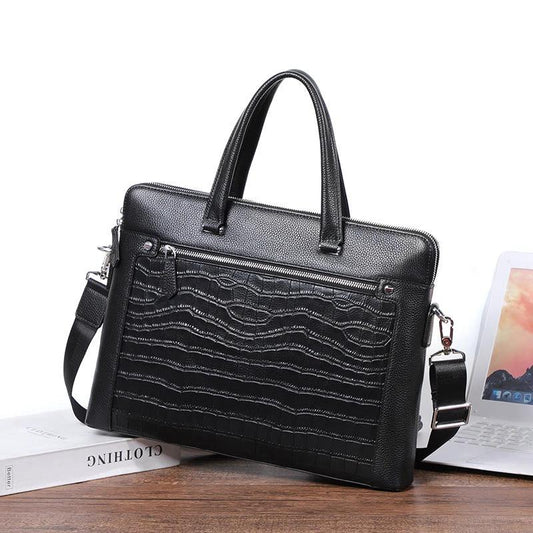 Double Zipper Compartment Briefcase For Men by GJG Denim