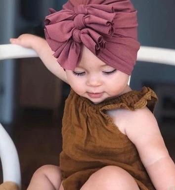 Pleated bowknot baby hat by GJG Denim