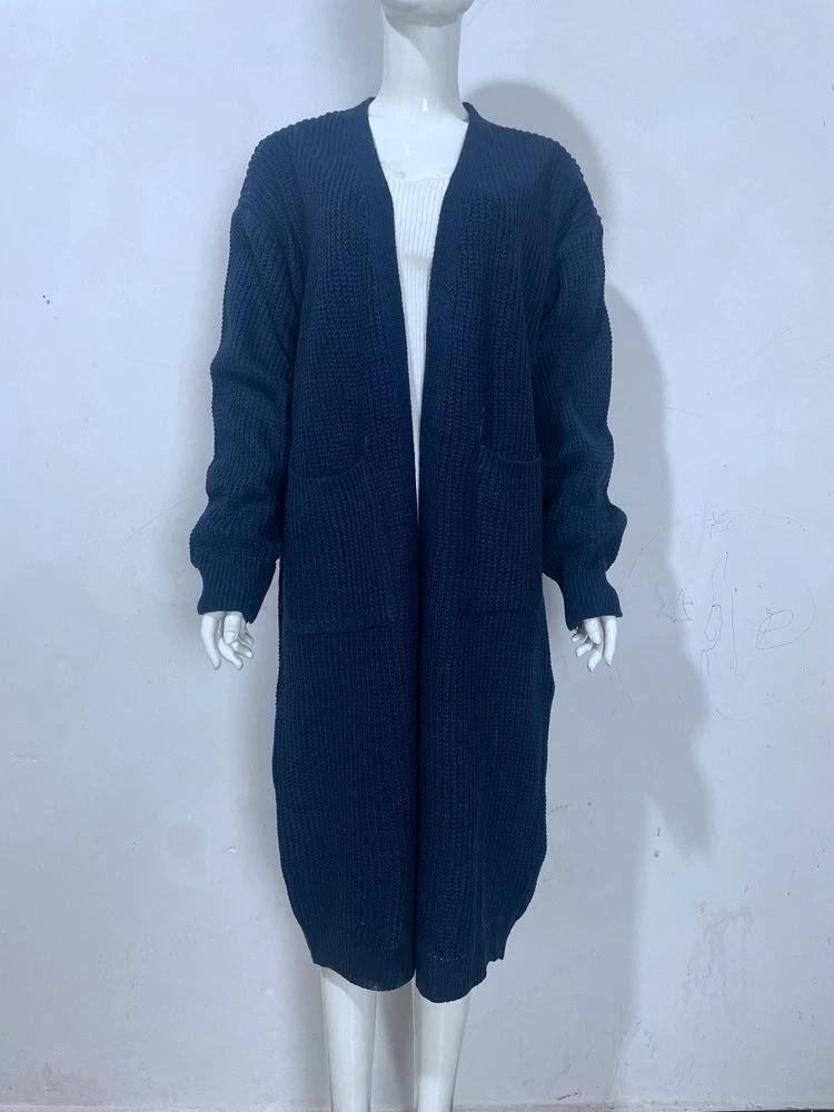 Women's Knitted Plus Size Long Cardigan w/ Pocket by GJG Denim