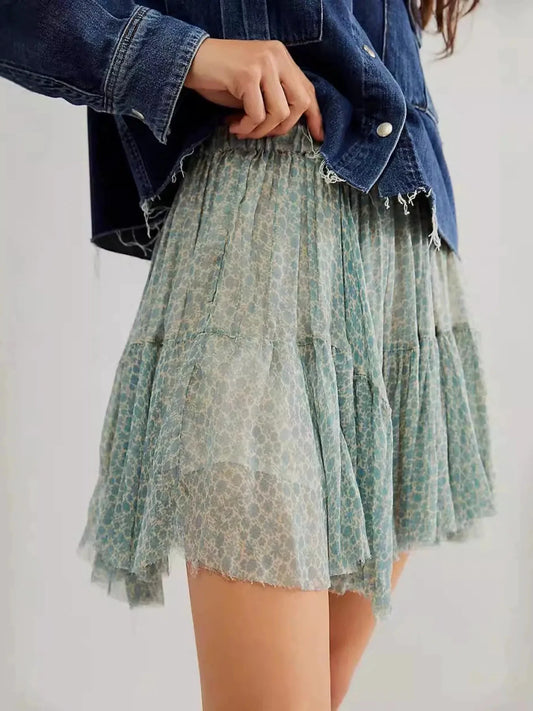Floral Print Mini Skirt by Lady Ros