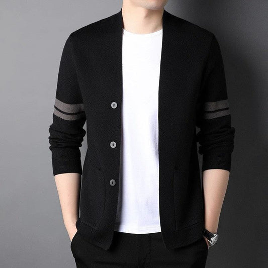 Men's Versatile Solid-color Knit Sweater by GJG Denim