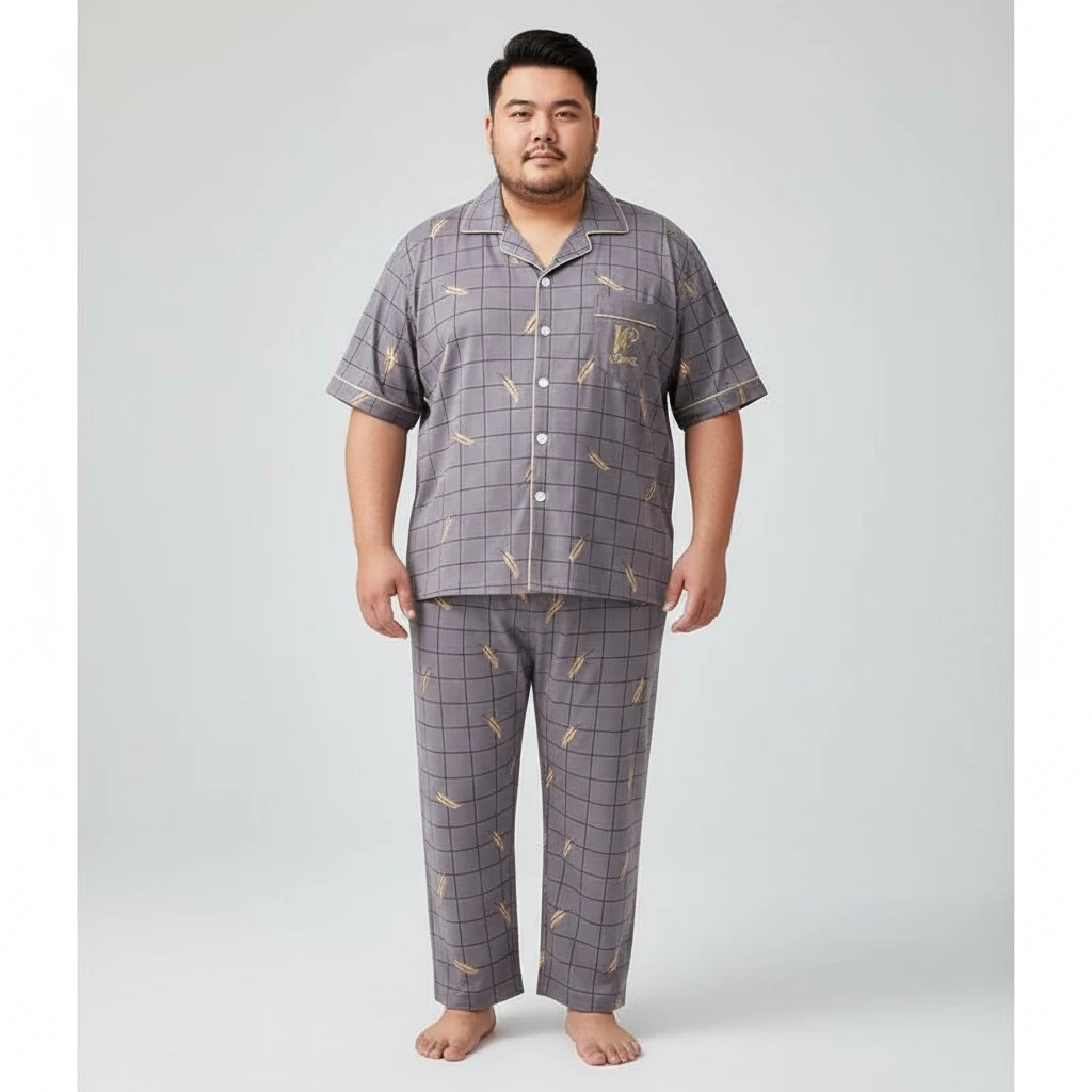 Men's Pajamas Short-sleeved Three-piece Set by GJG Denim