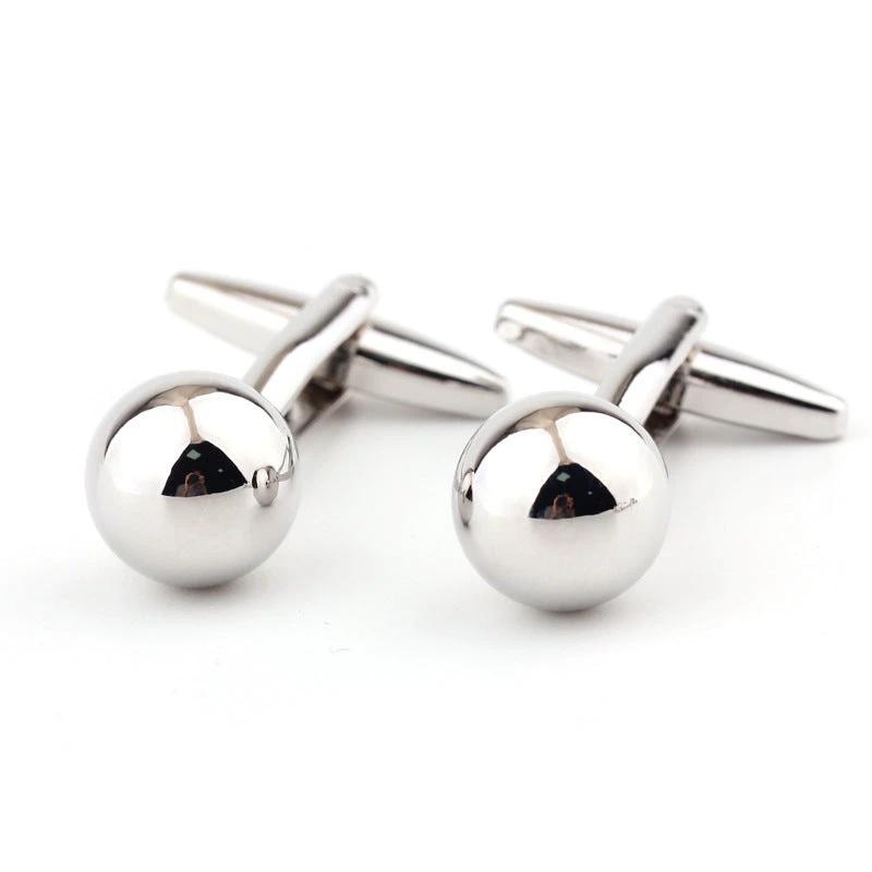 Silver Steel Ball Shape Metal Cufflinks For Men by GJG Denim