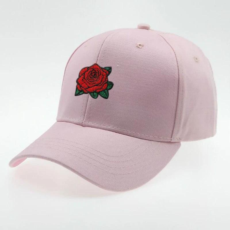 Men's Rose Embroidered Baseball Cap by GJG Denim