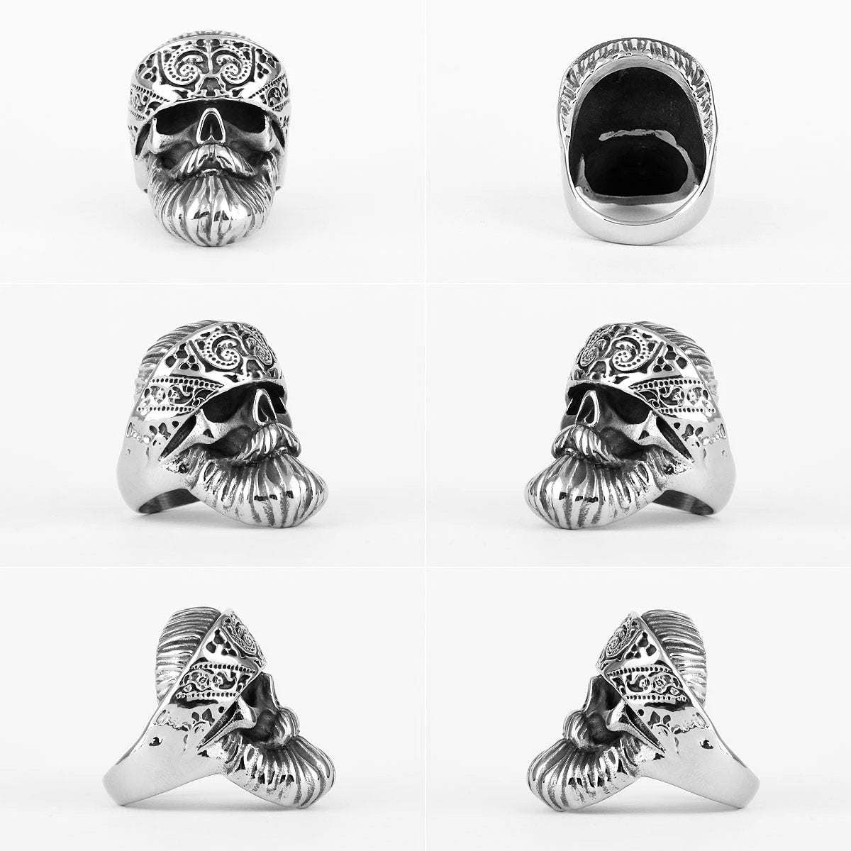 Bearded Stainless Steel Polished Titanium Steel Ring For Men by GJG Denim