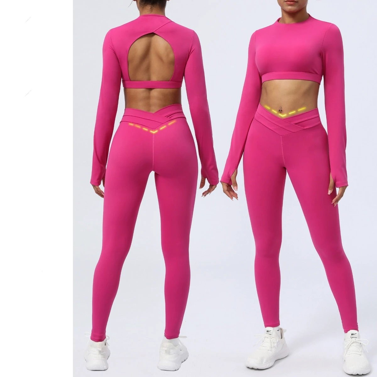 Nude Feel Workout Clothes Suit Cross Strap Showing by GJG Denim