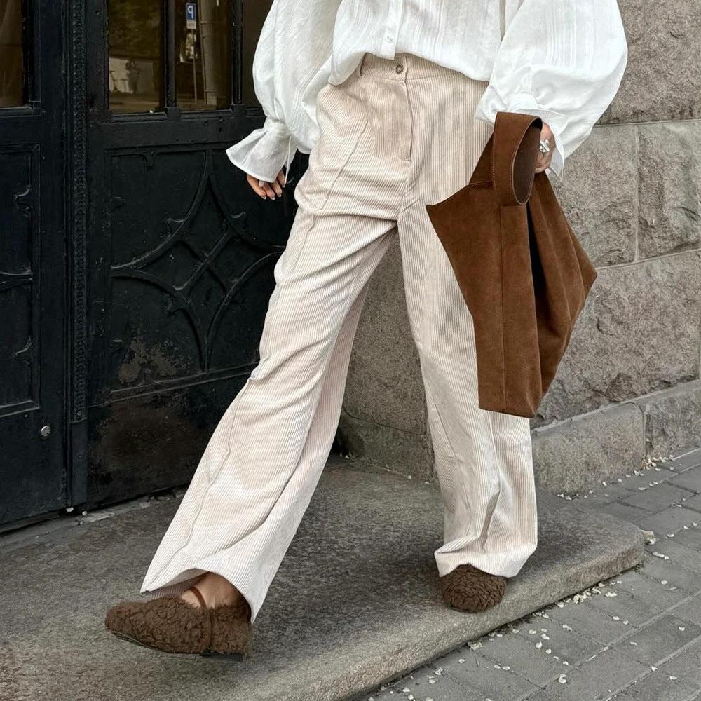 Womens Retro-Style Wide-Leg Loose-Fit Casual Trousers In American Style by GJG Denim