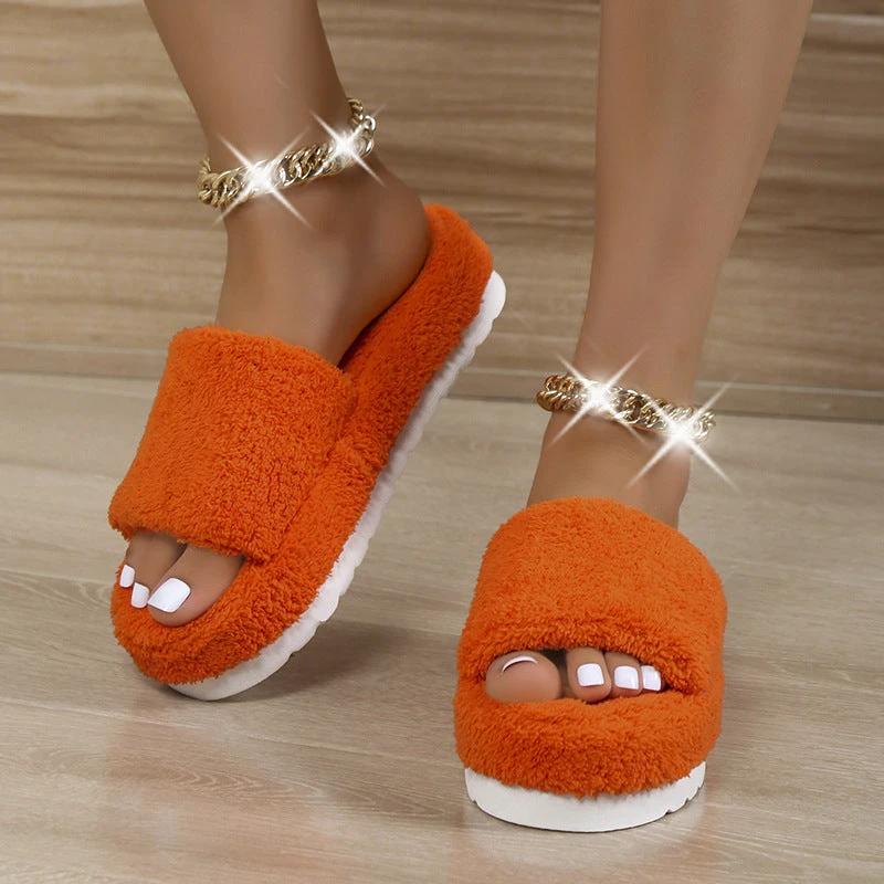 Fuzzy Slippers Women Winter House Shoes by GJG Denim