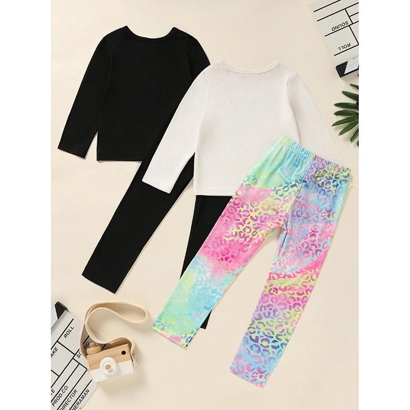 Kid's 'Grandma And Granddaughter' Letter & Heart Print Long Sleeve Top & Pants Set, 2 Sets Comfy Loungewear Outfit by GJG Denim