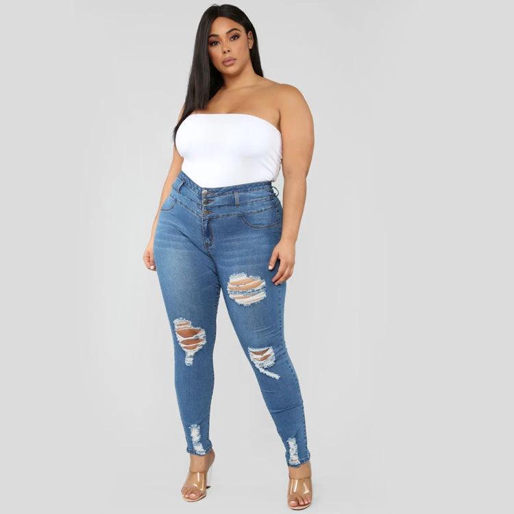 High waist ripped plus size jeans by GJG Denim