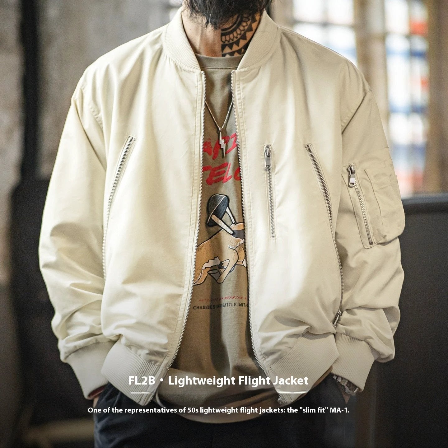 Casual Nylon Pilot Jacket by GJG Denim
