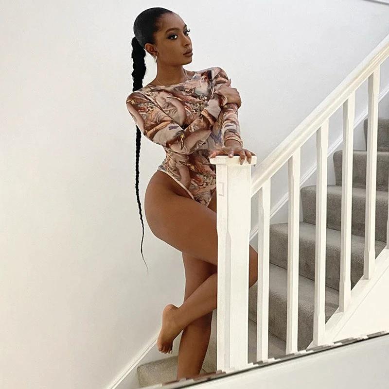 Women Long Sleeve Bodysuit Sexy Plain Color Streetwear Jumpsuit Skinny Club Party Tops Fashion Rompers by GJG Denim