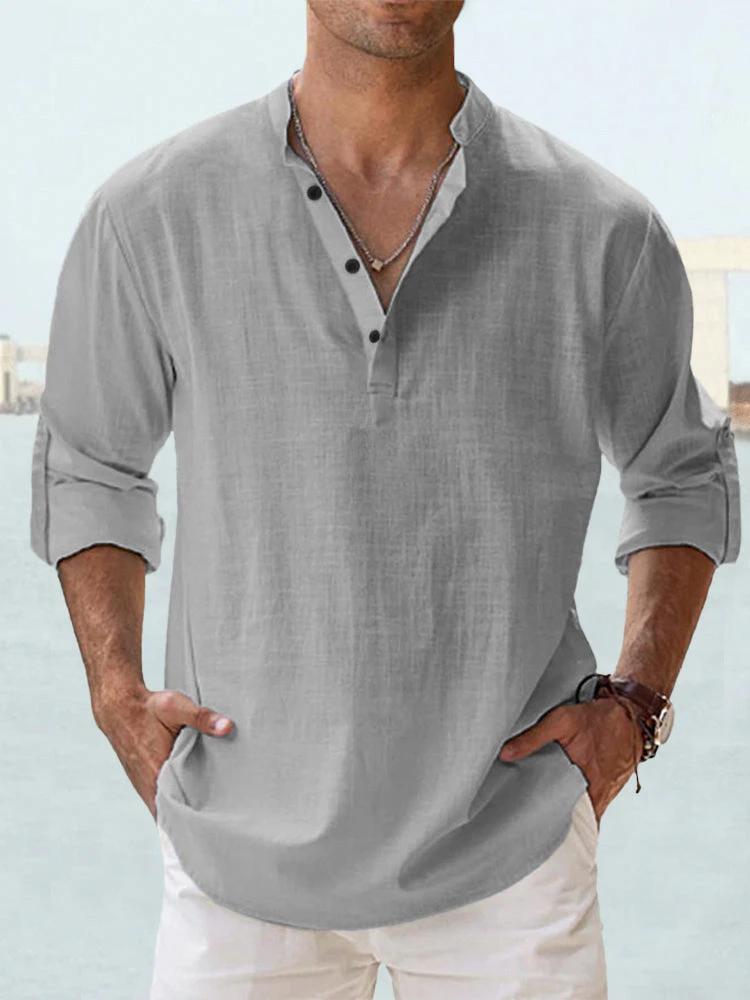 Men's Casual Cotton Linen Loose Shirts by GJG Denim