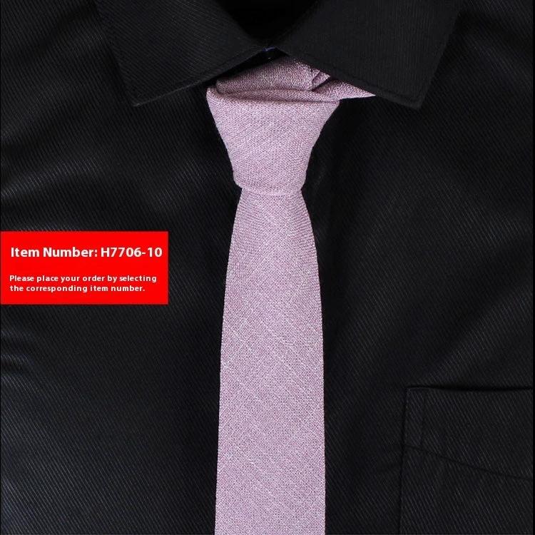Solid Color Narrow Cotton Men's 6cm Tie by GJG Denim