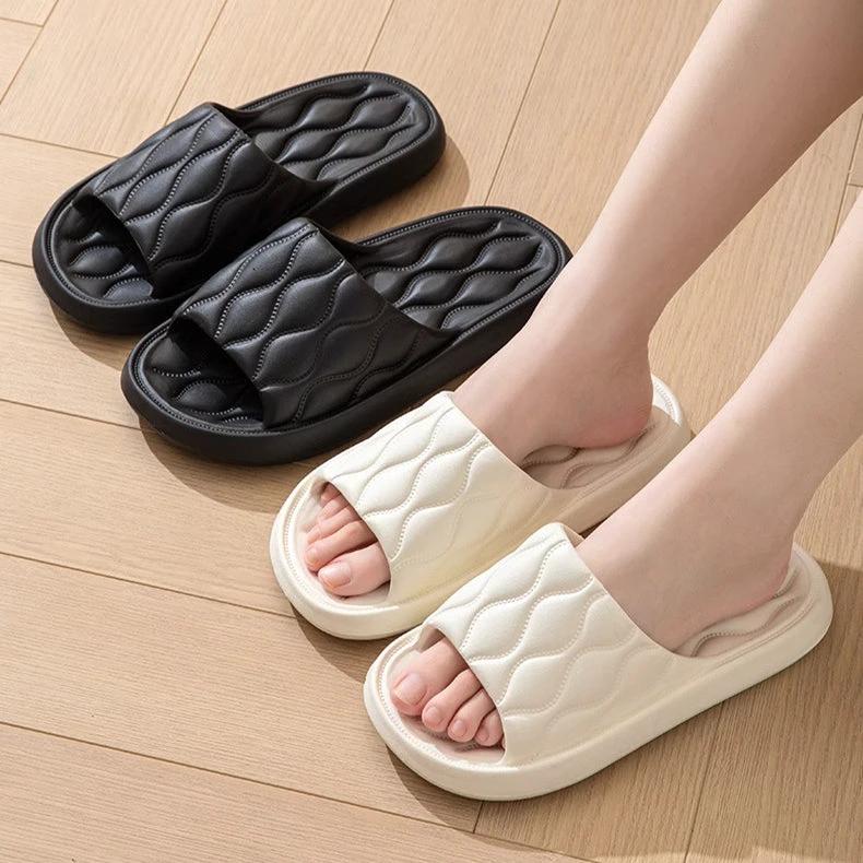 Ripple Style House Slippers EVA Soft Bathroom Slippers Women Men Shoes Home by GJG Denim